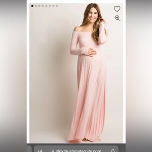 Pink Blush Maternity off shoulder maxi